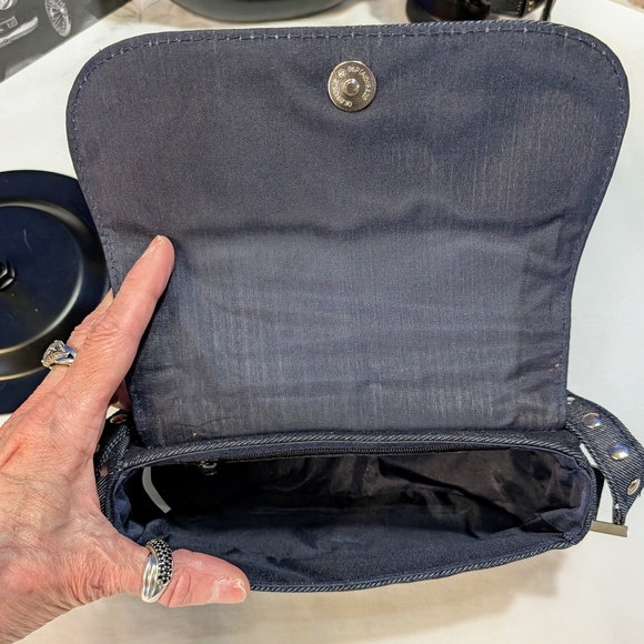 Studded Denim Shoulder Bag - Picture 2 of 7